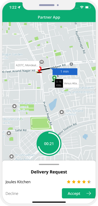 delivery driver sees request