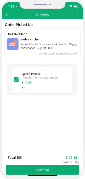 delivery driver pickup order
