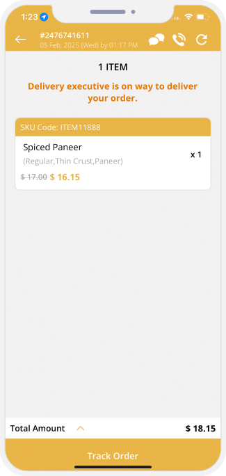 restaurant track status of order