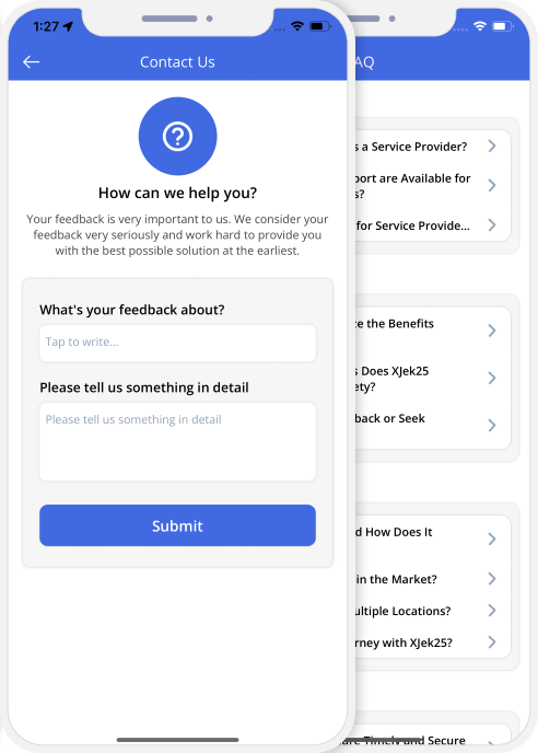 user app login and registration screen