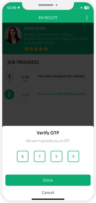 OTP Verification to Start the Job