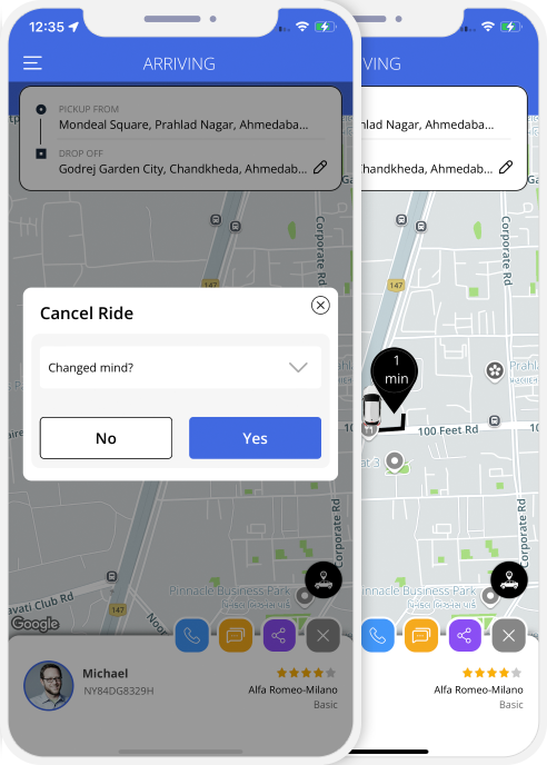 user app login and registration screen