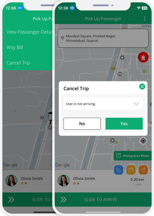 Driver login and registration screen
