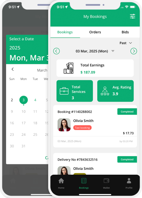 Driver login and registration screen