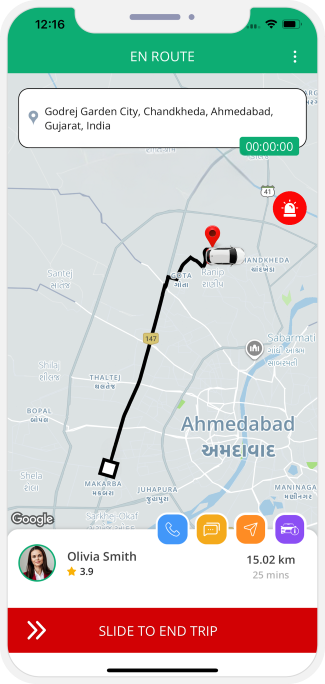 driver slide to end trip and rider get notification for Trip completed
