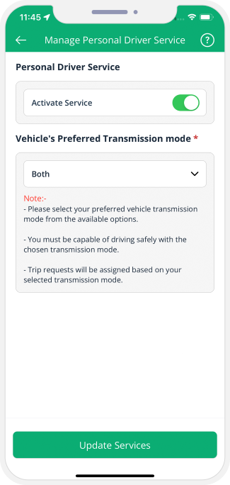 choose service categories