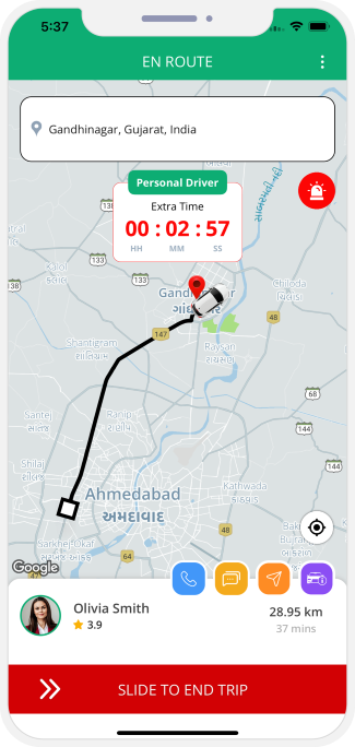 driver slide to end trip and rider get notification for Trip completed
