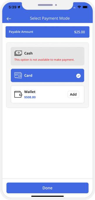 Select booking location