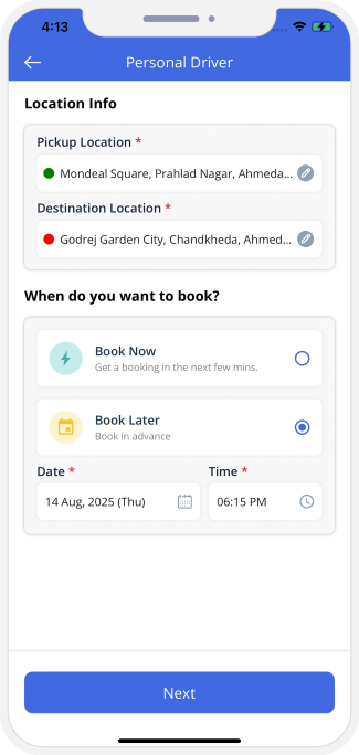 Select booking location