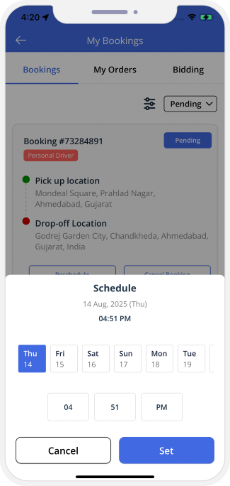 Select booking location