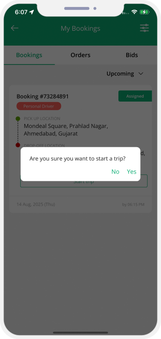 Select booking location