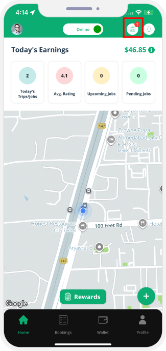 Select booking location
