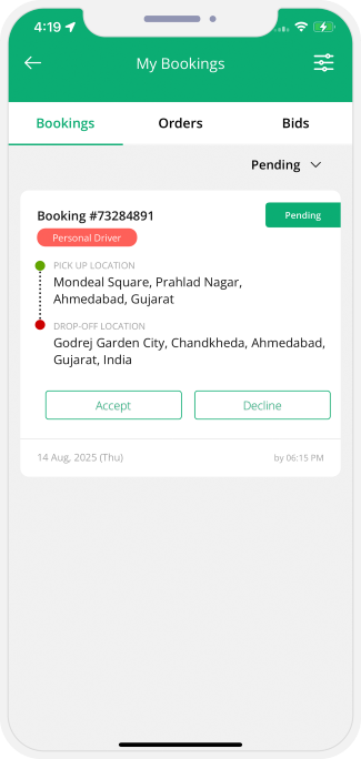 Select booking location