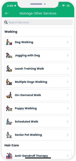 choose service categories