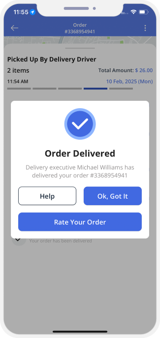 order delivered successful