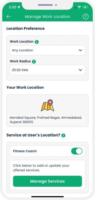 provider manage work location