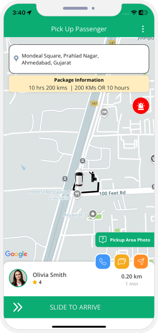 Driver can see the pickup location on a map