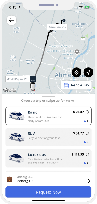 taxi ride request now