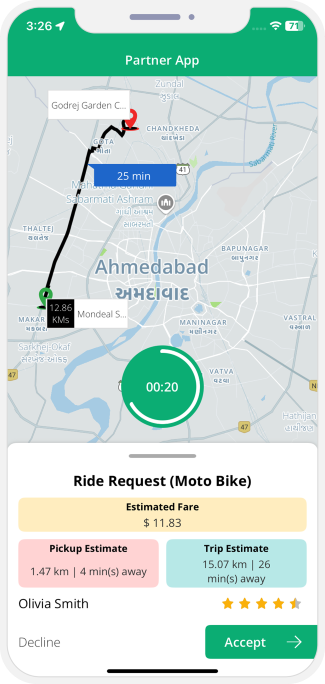Provider accept or decline request