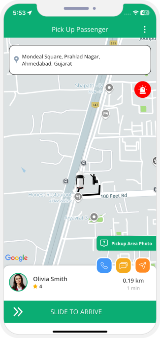 Driver can see the pickup location on a map