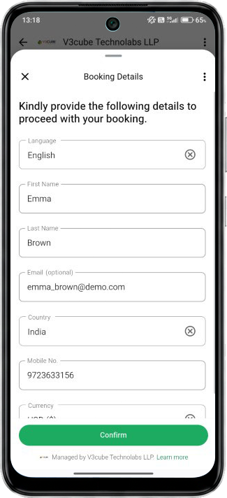 provide booking details