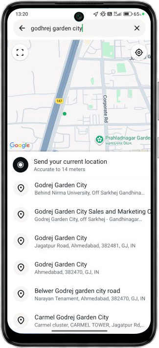 user send pick-up location
