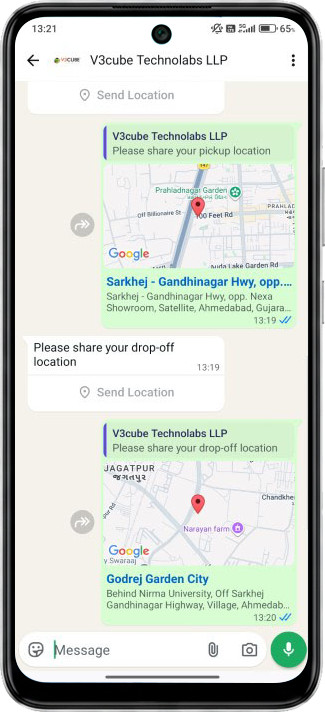 send drop-off location