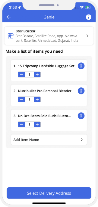 Items list
