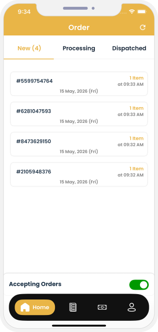 restaurant app displays order details