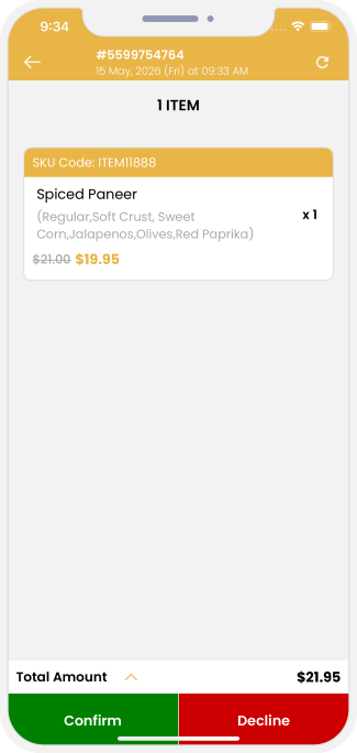 total bill amount confirm or decline
