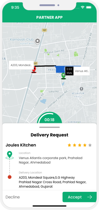 delivery driver sees request