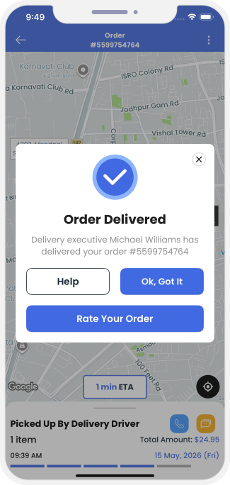 order delivered successful