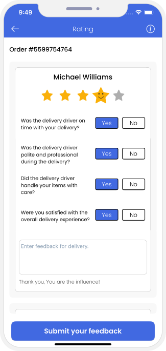 user rate & review to restaurant & driver