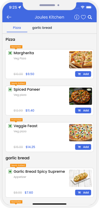 user check restaurant menu