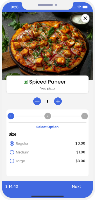 user add food item to basket
