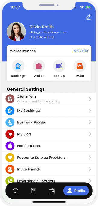 user app menu