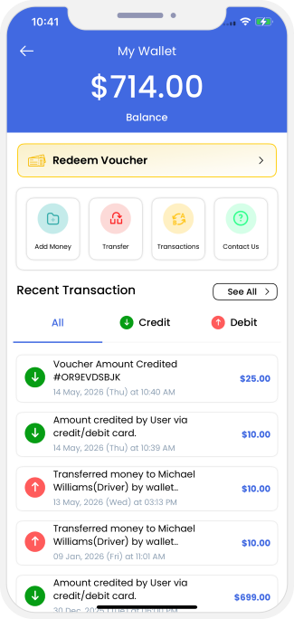 user and provider manage their wallet