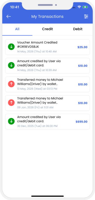 user and provider manage their wallet