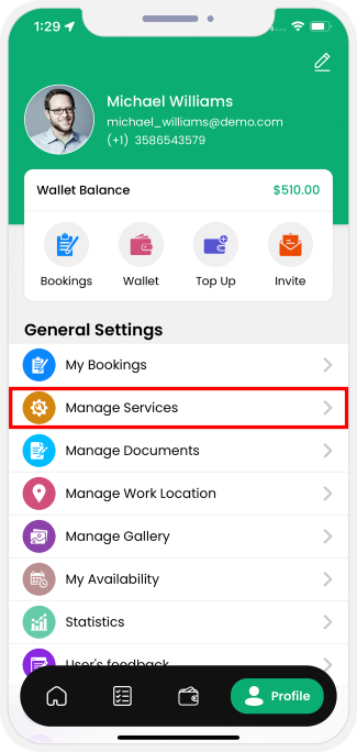 choose service categories