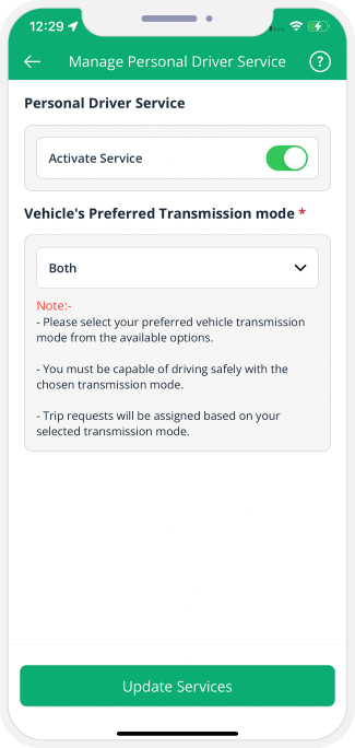 choose service categories