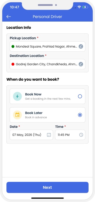 Select booking location