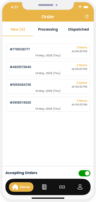 restaurant app displays order details