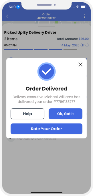 order delivered successful