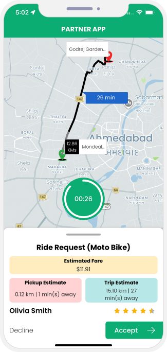 Provider accept or decline request