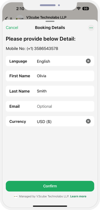 provide booking details