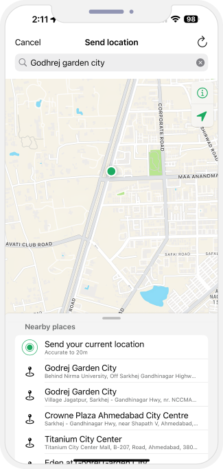 user send pick-up location
