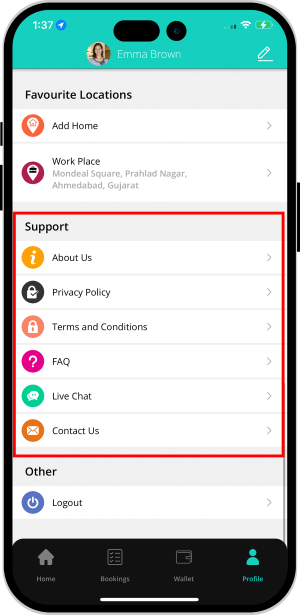 Information like About Us, Privacy Policy, Terms and Conditions, Contact US and FAQ.