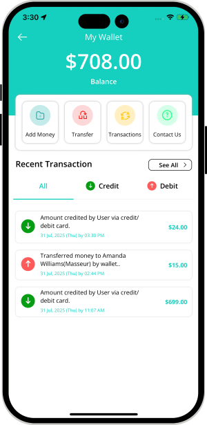 user and provider manage their wallet