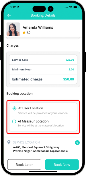 Select booking location