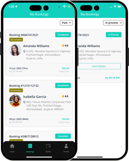 user app login and registration screen
